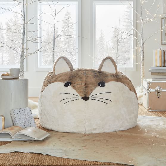 Fox FauxFur Critter Bean Bag Chair Pottery Barn Teen