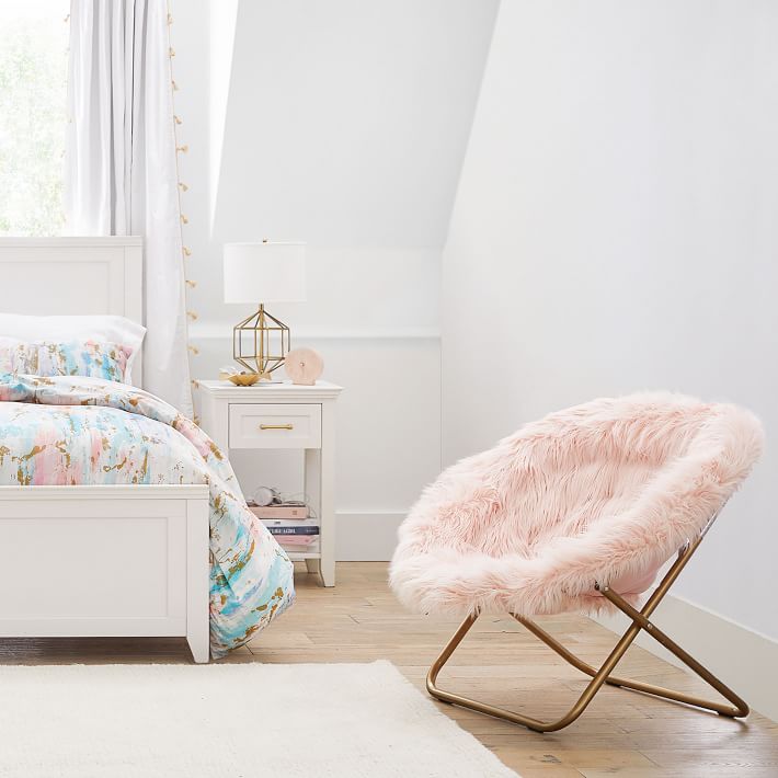 Himalayan Faux-Fur Blush Hang-A-Round Chair | Pottery Barn Teen