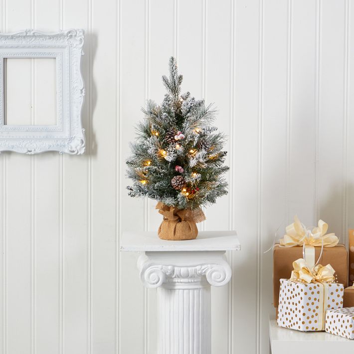 Flocked Tabletop Faux Christmas Tree - 2' | Pottery Barn Teen