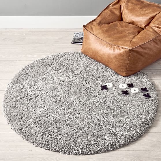 Gray Performance Round Luxe Shag Rug Teen Rug Pottery Barn Teen