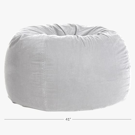 Light Gray Washed Twill Bean Bag Chair 