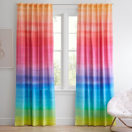 Rainbow Ombre Blackout Curtain Pottery Barn Teen   Rainbow Ombre Blackout Curtain C 