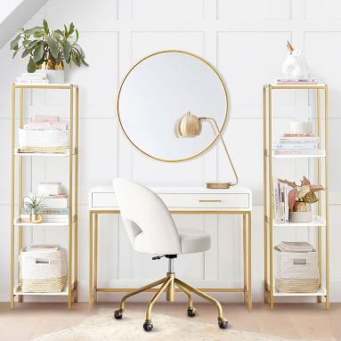 Performance Everyday Velvet Andie Swivel Desk Chair - Ivory | Pottery ...