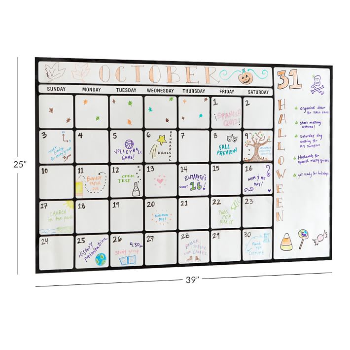 Dry Erase Calendar Decal Wall Organizers Pottery Barn Teen