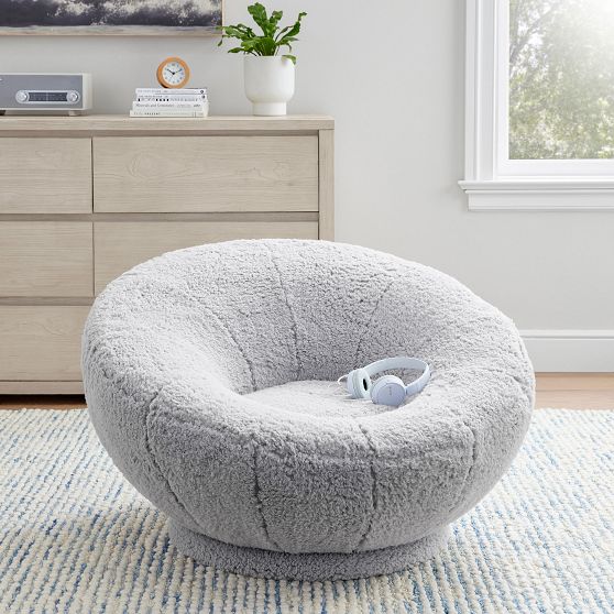 Sherpa Light Gray Groovy Swivel | Pottery Barn Teen