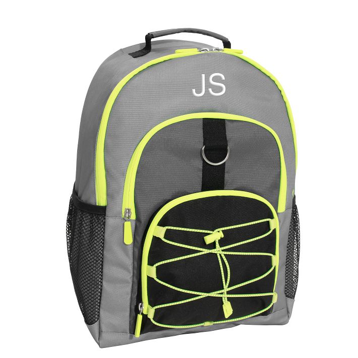 Colorblock Yellow and Green Large Kids Backpack with Side Pockets