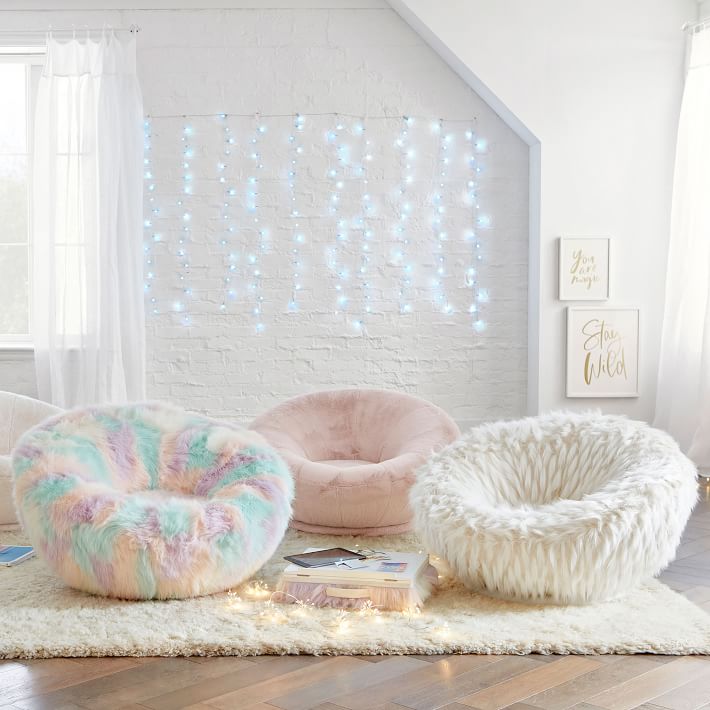 FauxFur Blush Groovy Swivel Chair Pottery Barn Teen