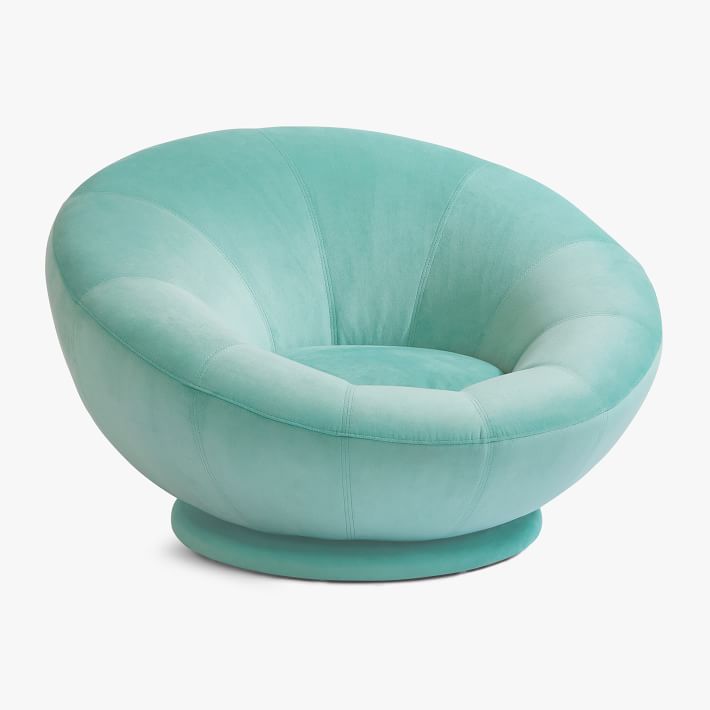 Performance Everyday Velvet Dusty Turquoise Groovy Swivel Chair