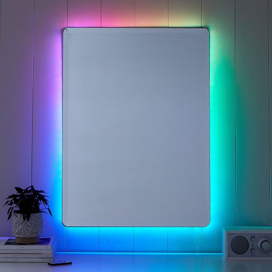 Ambient Backlit Rectangular Mirror Pottery Barn Teen
