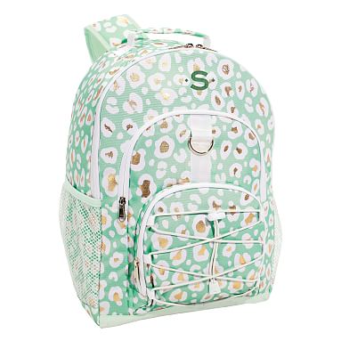 Gear-Up Aqua Gold Metallic Leopard Recycled Backpack, Large