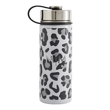 Northfield Leopard Slim Water Bottle, Black/White