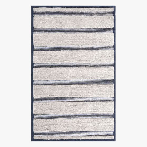 Stripe Wool Rug Navy Pottery Barn Teen