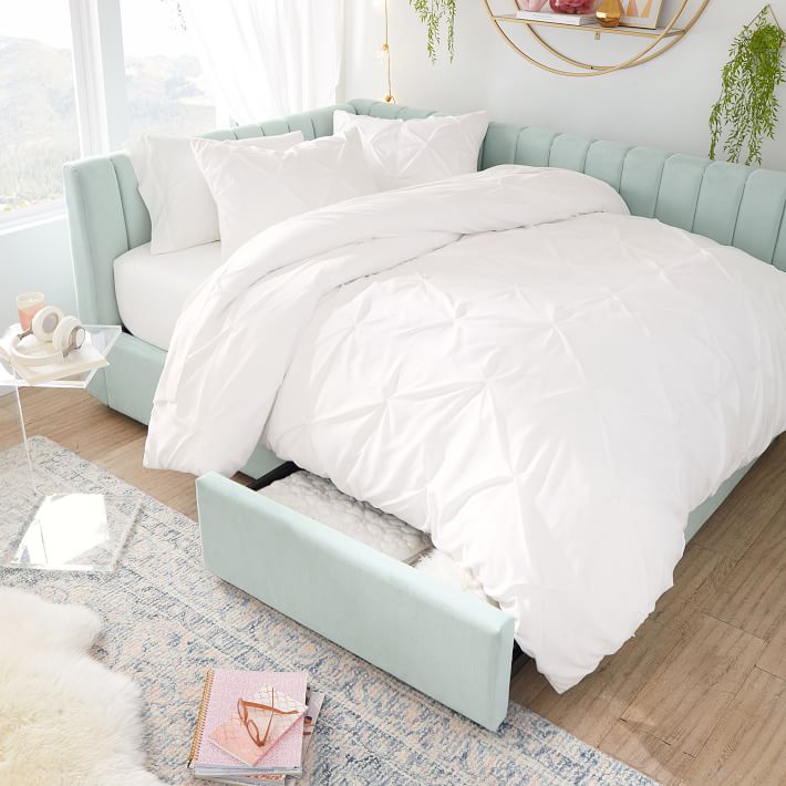 Avalon Upholstered Corner Storage Bed Pottery Barn Teen