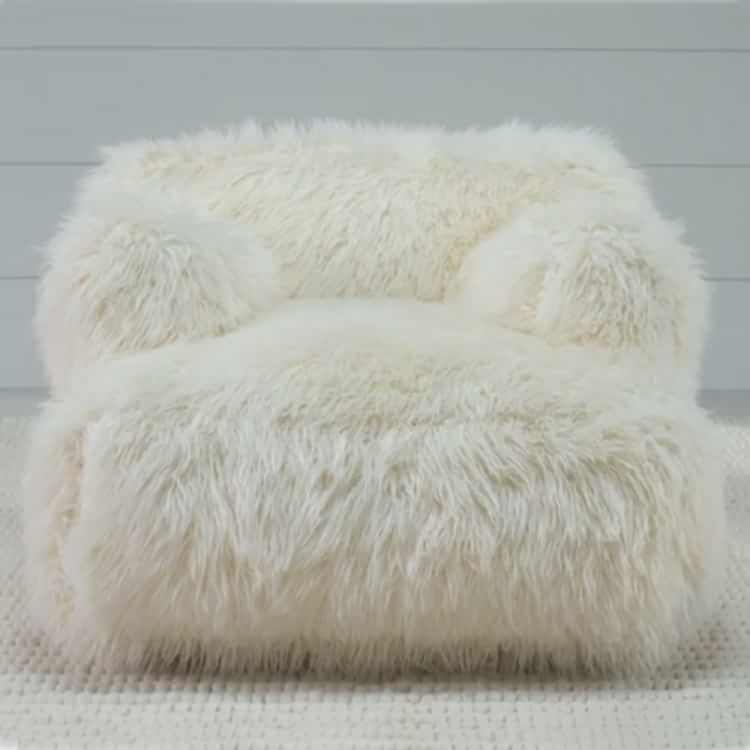 Ivory Polar Bear FauxFur Eco Media Lounge Chair Pottery Barn Teen