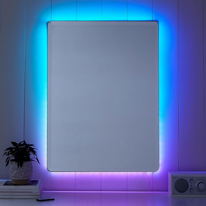 Ambient Backlit Rectangular Mirror Pottery Barn Teen