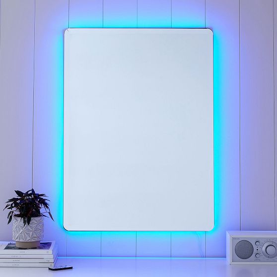 Ambient Backlit Rectangular Mirror Pottery Barn Teen