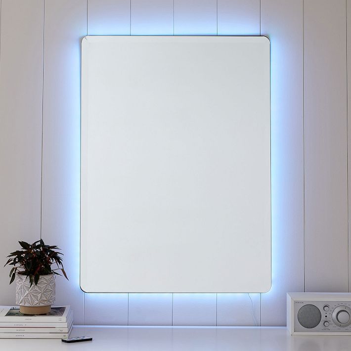 Ambient Backlit Rectangular Mirror Pottery Barn Teen   Ambient Backlit Rectangular Mirror O 