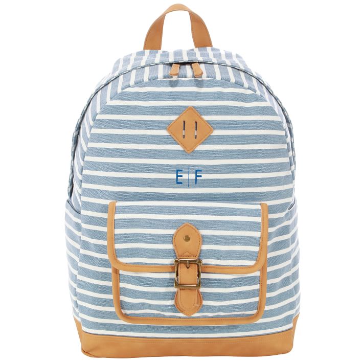 Northfield Light Blue Stripe Recycled Backpacks | Pottery Barn Teen