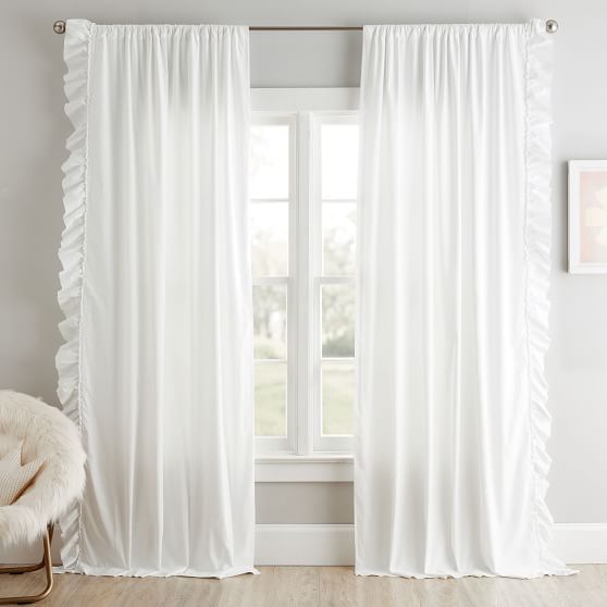 Washed Cotton Ruffle Organic Curtain Set Pottery Barn Teen