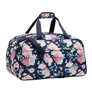 Jet-Set Garden Party Floral Navy Duffle Bag | Pottery Barn Teen