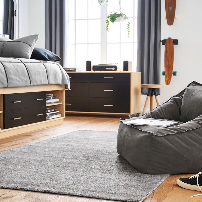 Sheared Tip Wool Rug Charcoal Pottery Barn Teen