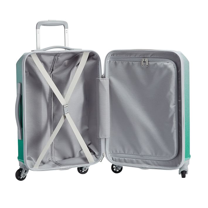 Monique Lhuillier Aqua Glitter Prism Carryon Luggage Pottery Barn Teen