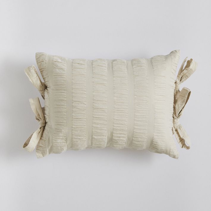 The Soft White Pintuck Extra Long Lumbar Throw Pillow