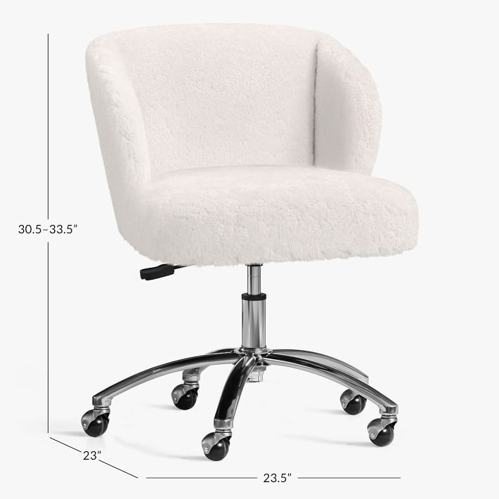 Sherpa Wingback Swivel Desk Chair - Ivory
