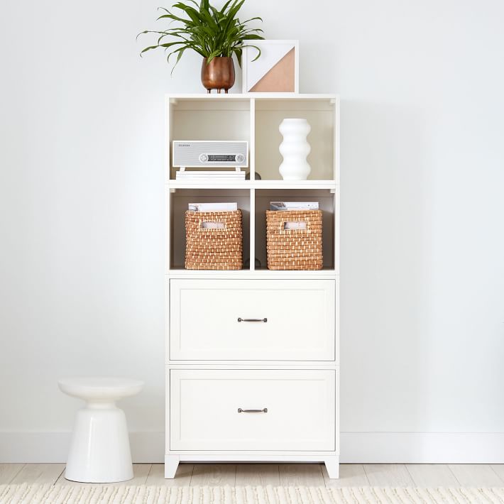 Hampton 2Shelf Tall Bookcase with Drawers Pottery Barn Teen