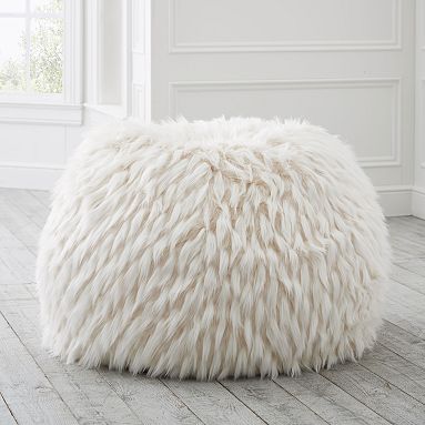 Ivory Polar Bear Faux Fur Bean Bag Chair