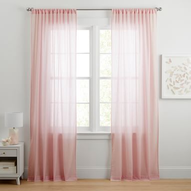 Cotton Linen Sheer Curtain | Pottery Barn Teen