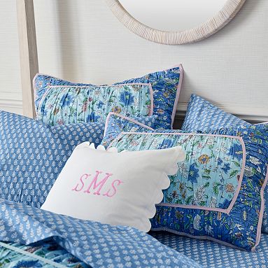 Custom Pillow - Monogrammed Pillow - Blue Toile Throw Pillow