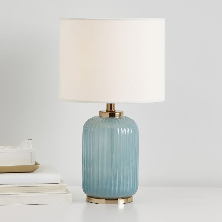 glass teal lamp