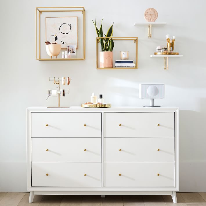 Metallic Trim Shelf with Clothing Bar Floating Shelves Pottery Barn