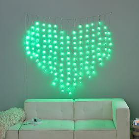 Heart Shaped Color Changing Waterfall String Lights | Pottery Barn Teen