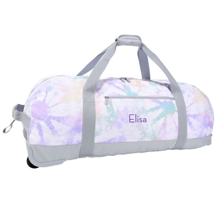 Jet-Set Pastel Tie-Dye Recycled Large Rolling Duffle Bag | Pottery