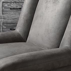 Image showcasing Textured Faux-Suede Charcoal Cole Swivel Chair | Pottery Barn Teen