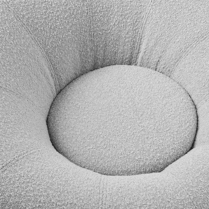 Chunky Boucle Mist Gray Groovy Swivel Chair Pottery Barn Teen