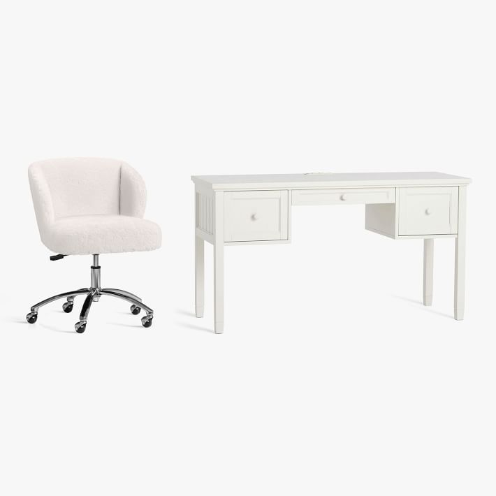 Beadboard Classic Small Space Desk and Gold Paige Desk Chair Set