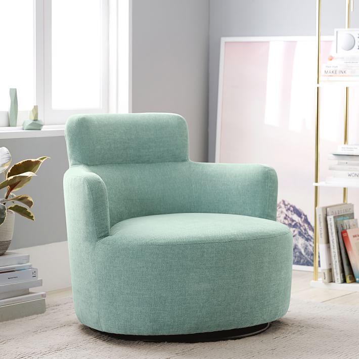 Distressed Velvet Aqua Lex Modern Lounge Chair | Pottery Barn Teen