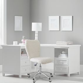 Beadboard Classic Small Space Desk and Sherpa Ivory Airgo Desk Chair Set