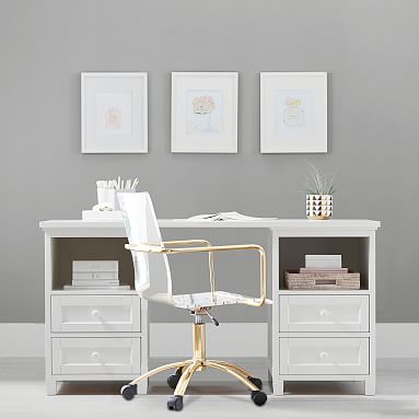 Desk with outlet cubby storage