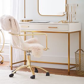 Free Shipping on Modern White & Rose Gold Slim Bathroom Storage