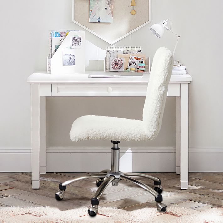 Small desks for Small Spaces Bedroom 43.3 Computer Desk with 3 Open  Cubbies - Beige & White 