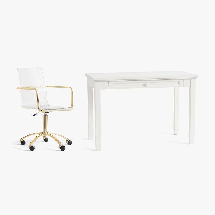 Beadboard Classic Small Space Desk and Gold Paige Desk Chair Set