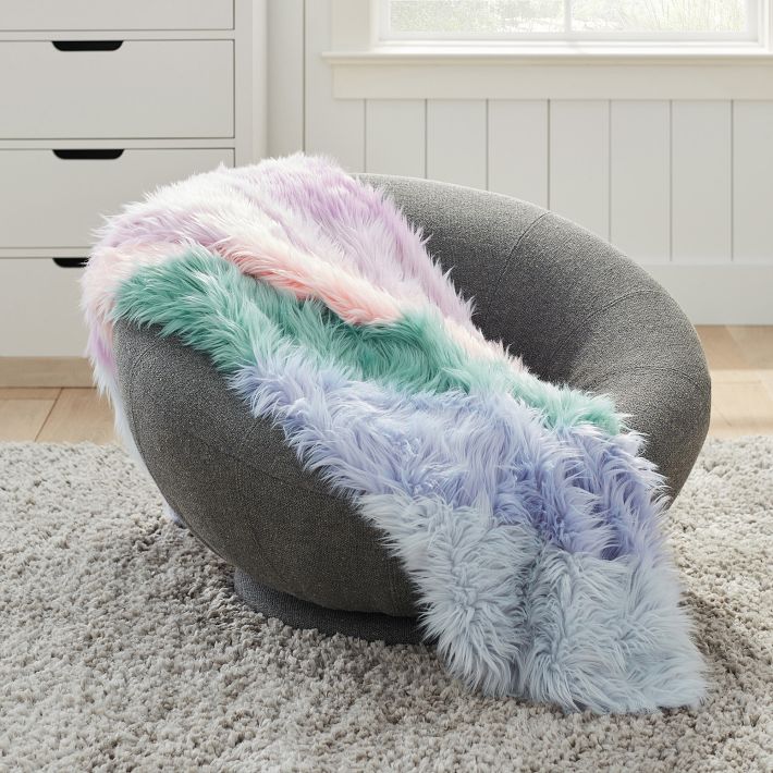 Rainbow faux fur discount blanket