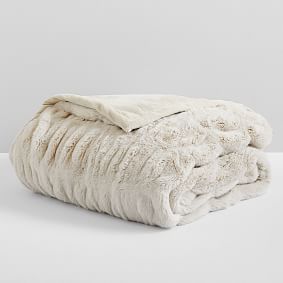 Ruched Faux-Fur Throw Blanket | Pottery Barn Teen