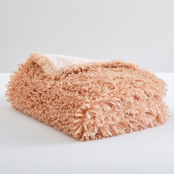 Curly Mongolian Recycled FauxFur Throw Blanket Pottery Barn Teen