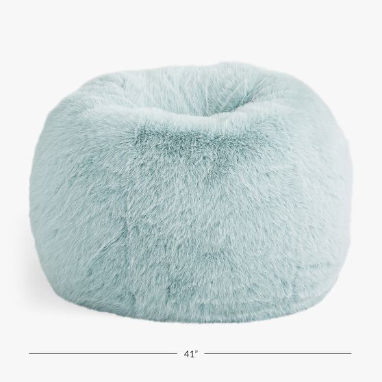 Feathery Faux Fur Porcelain Blue Bean Bag Chair Pottery Barn Teen