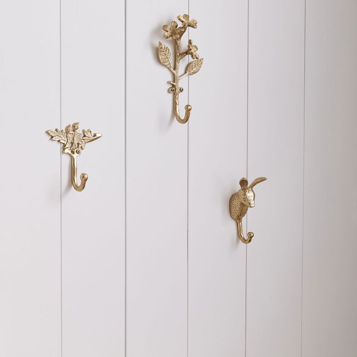 Gold Wall Hooks Set Of 3 Pottery Barn Teen   Gold Wall Hooks Set Of 3 O 